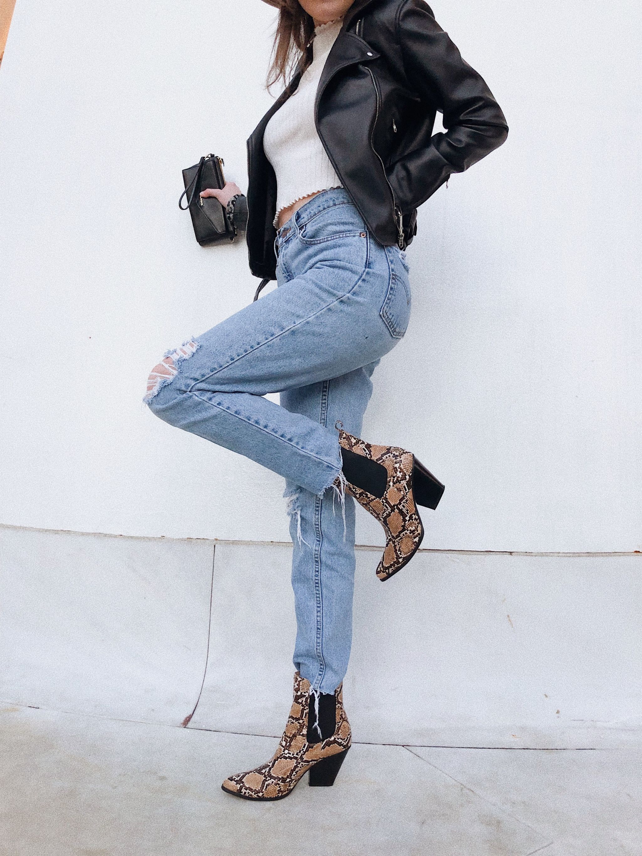 Vintage Wash Jeans and Snake Boots